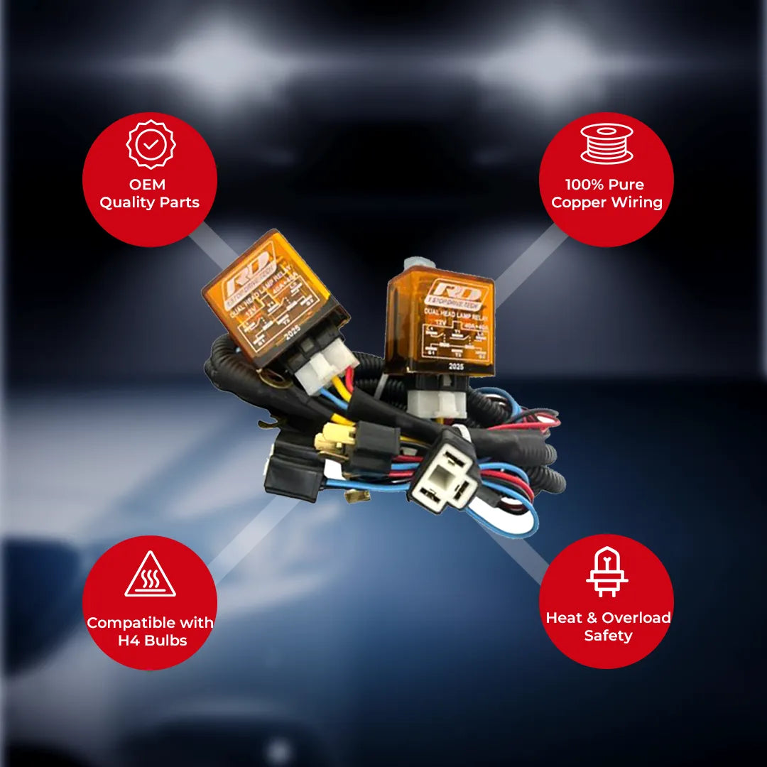 RD High Power Headlight Wiring Kit (H4 Compatible)
