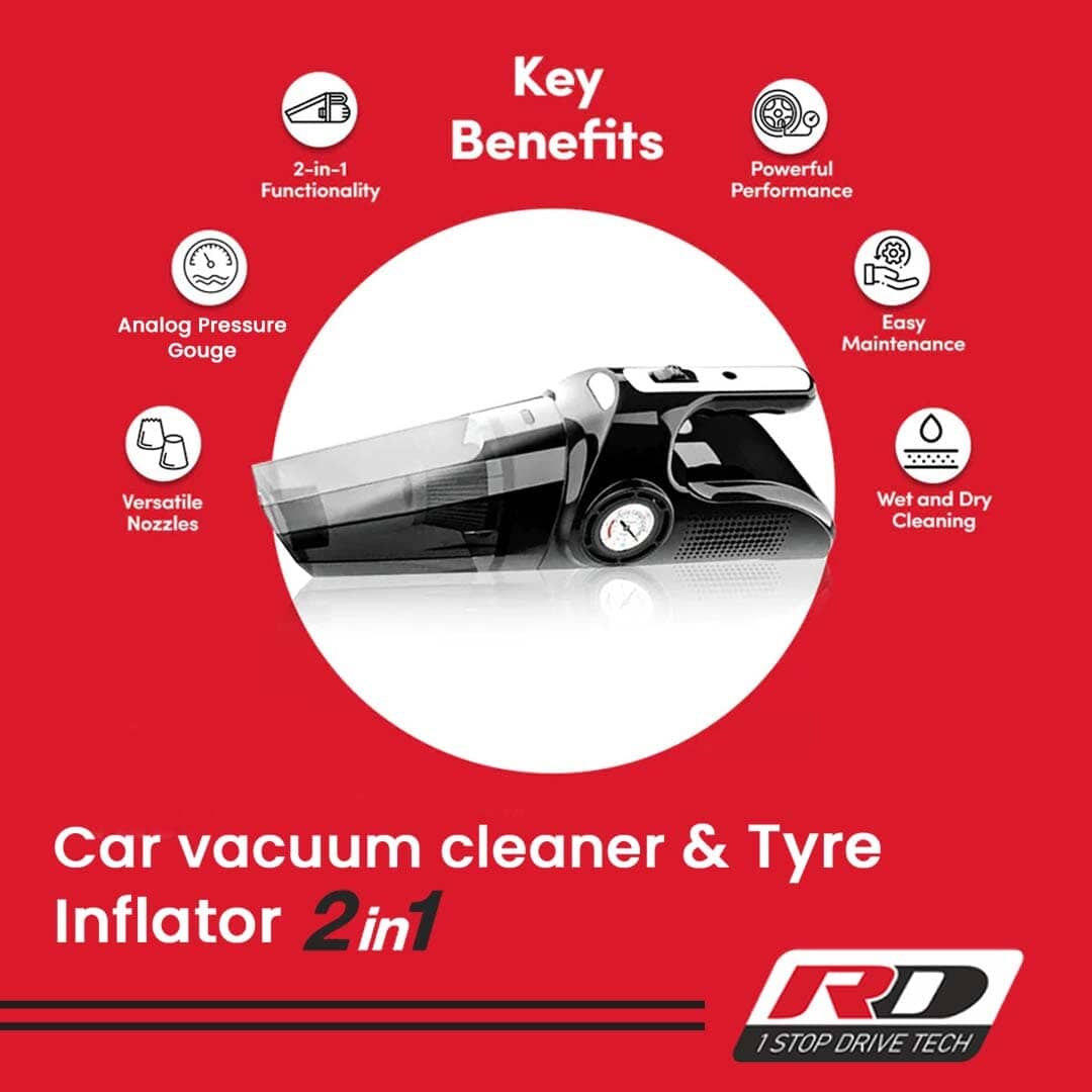 RD 1500 2 in 1 Car Vacuum Cleaner (with Tyre Inflator)