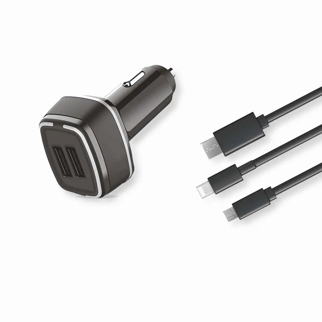 Car Charger MC-12 With 3 In 1 Cable - RD Overseas