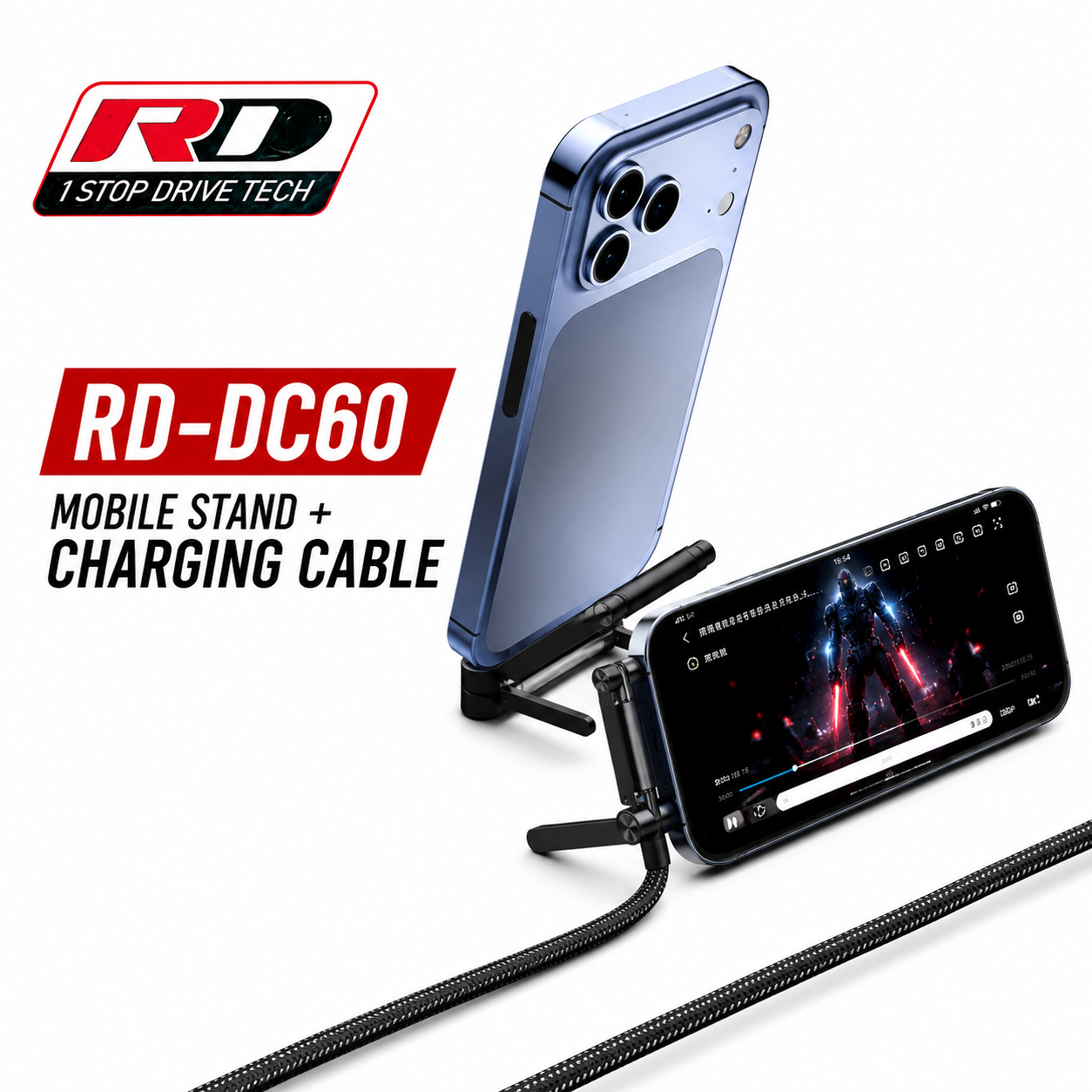 2 in 1 Mobile Stand + Charging Cable